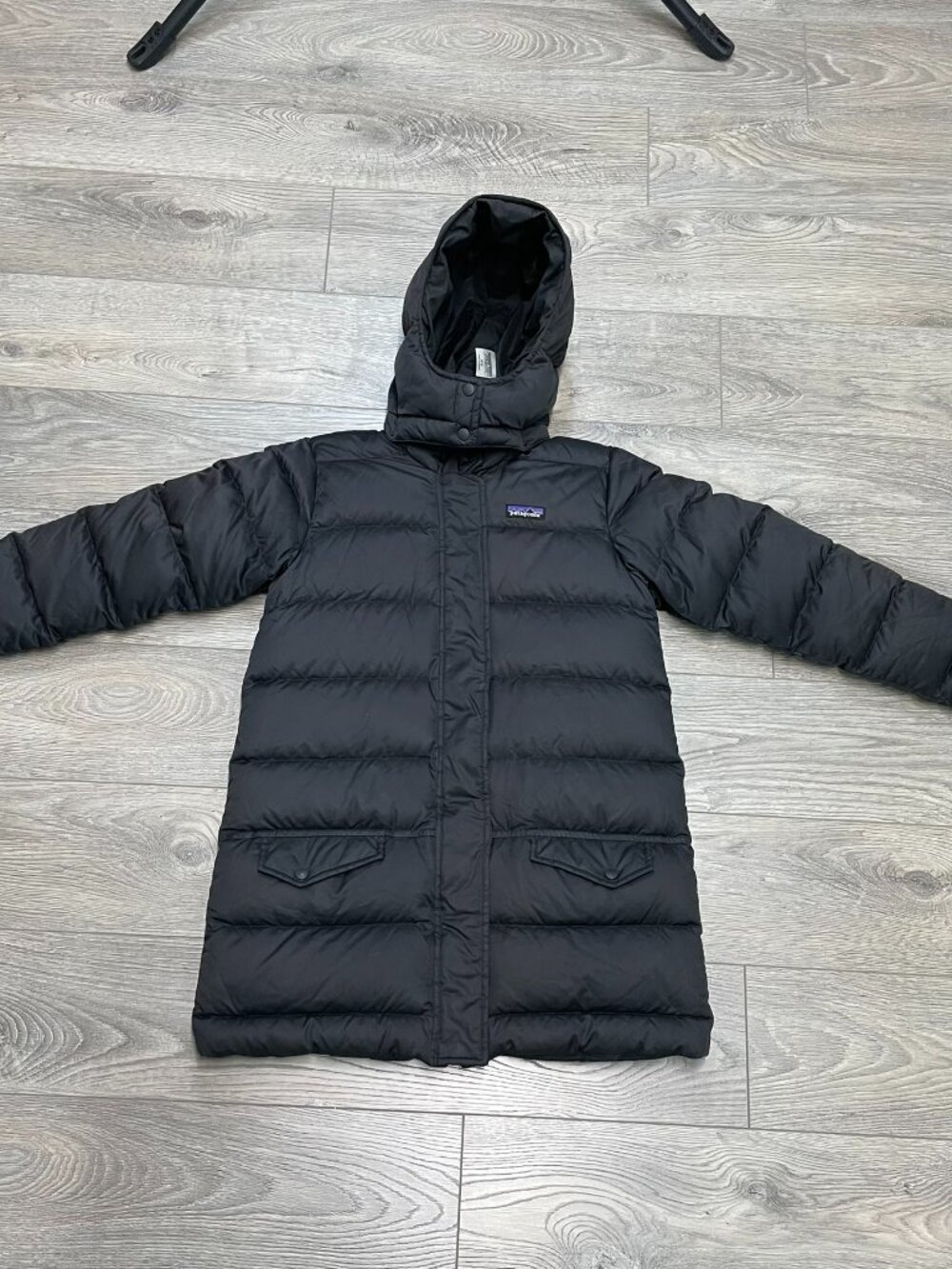 Patagonia Kids Boys Girls M10 Black Duck Down Long Winter Puffer Parka Jacket